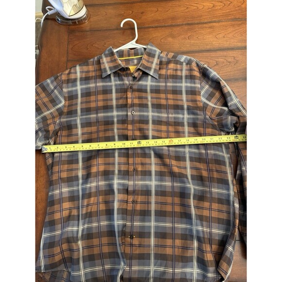 Robert Talbott Carmel Brown Plaid Button Down Sz L - Picture 7 of 10